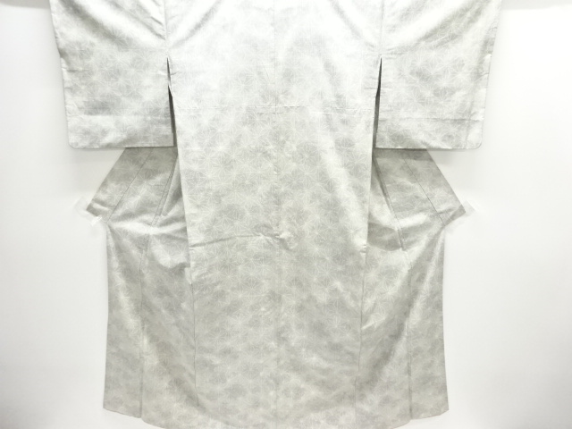 JAPANESE KIMONO / ANTIQUE ASANOHA PATTERN WOVEN TSUMUGI KIMONO